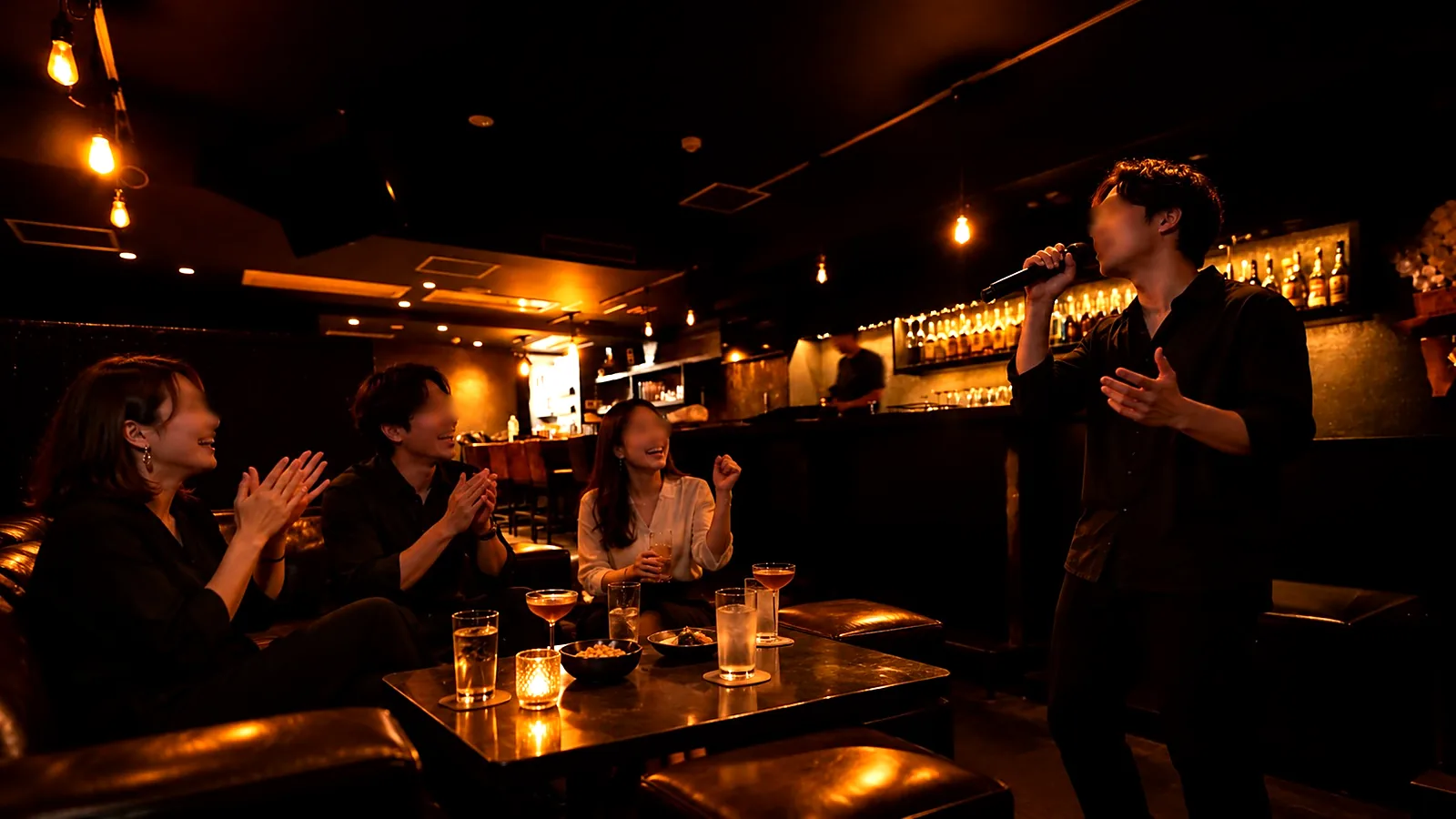 BAR EMBLEM でカラオケを楽しむ様子